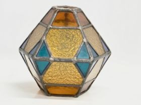 An Early 20th Century Amber and Bristol Blue glass light shade. 22x22x22cm