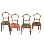 A set of 4 late Victorian balloon back chairs. Circa 1880-1890.(12)