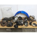 A collection of motorbike parts, Yamaha etc