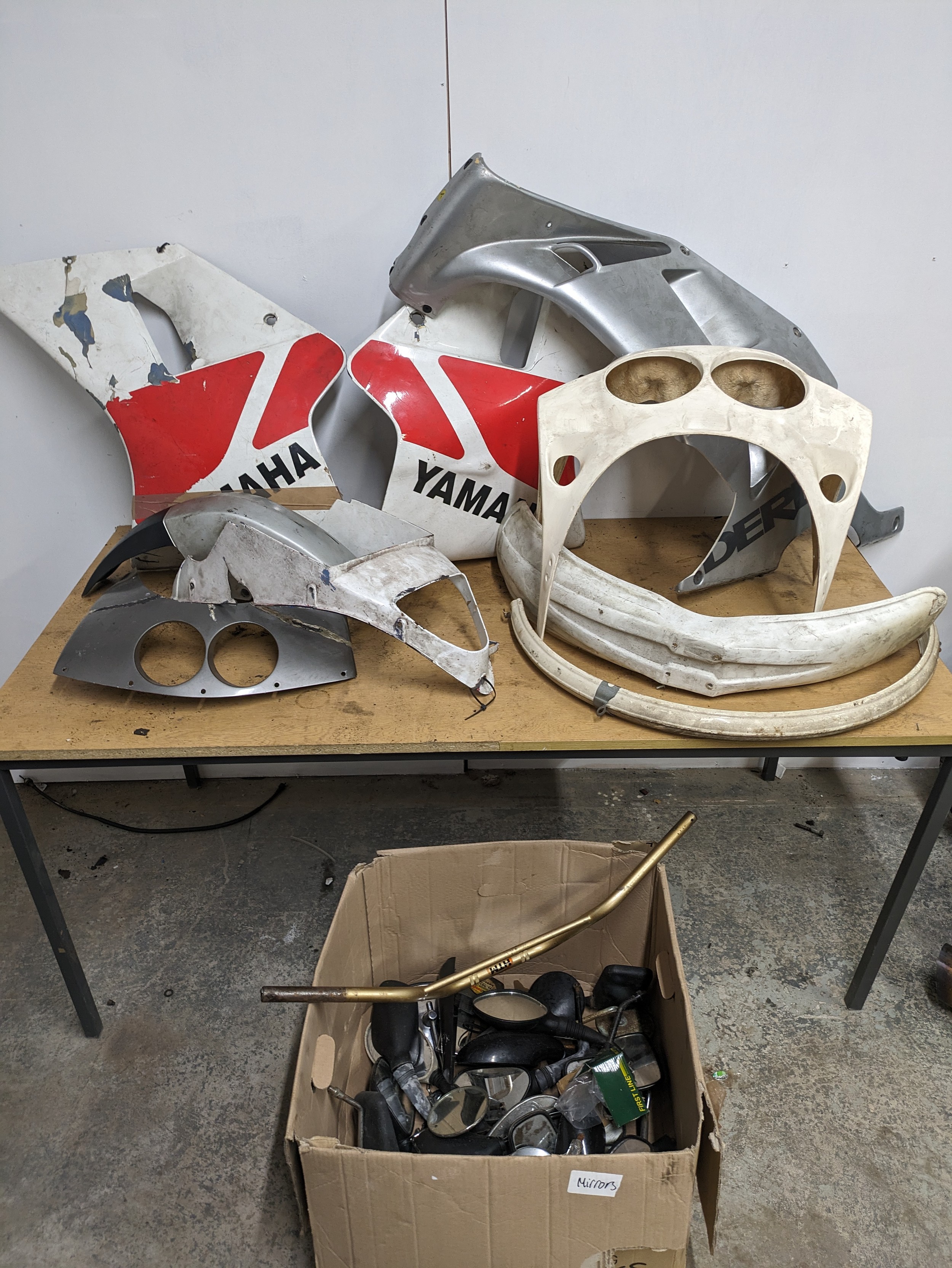 A sundry lot of motorbike mirrors with plastics