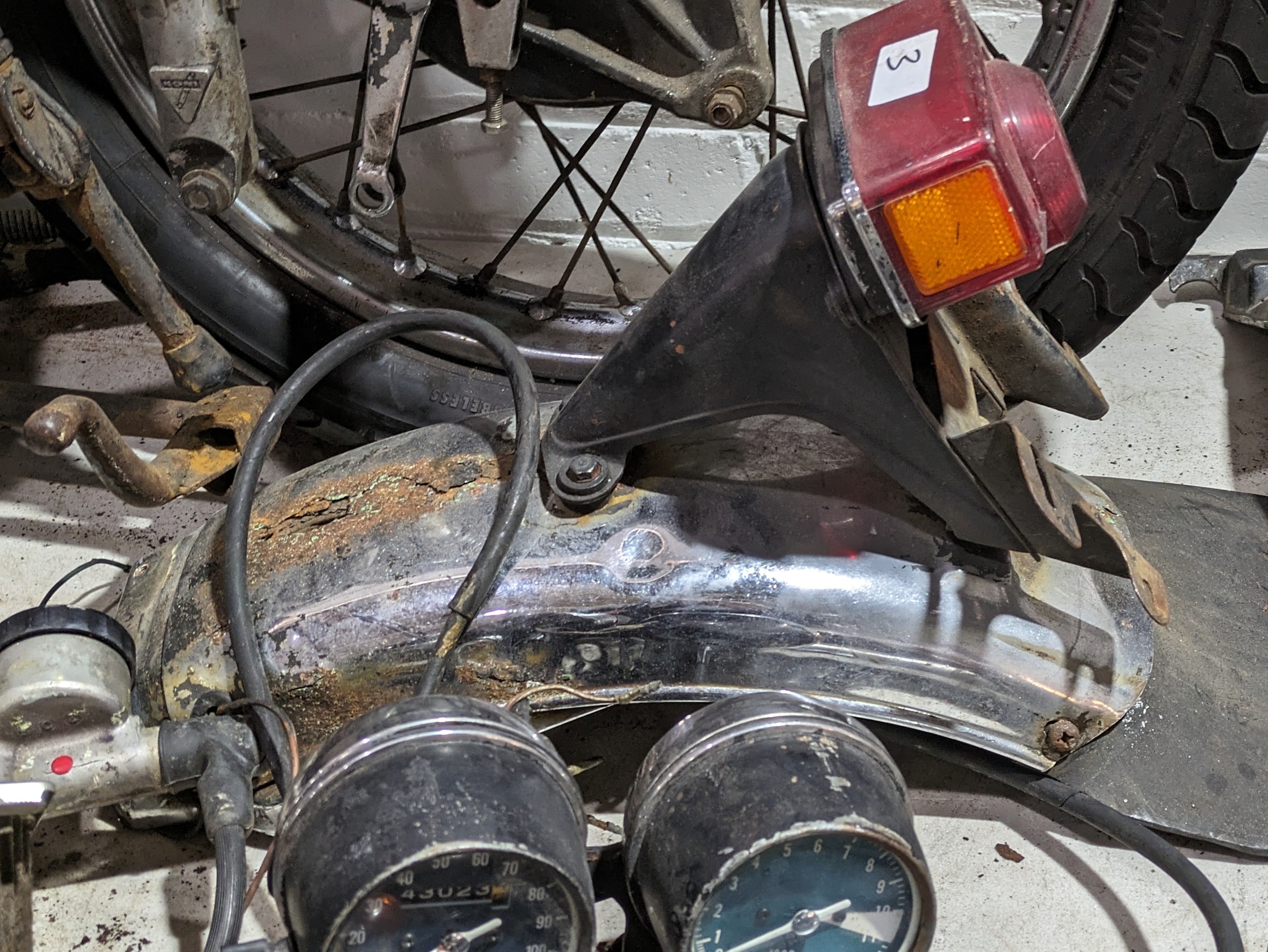 A 1979 Honda CB350-4 frame with parts and documents - Image 10 of 16