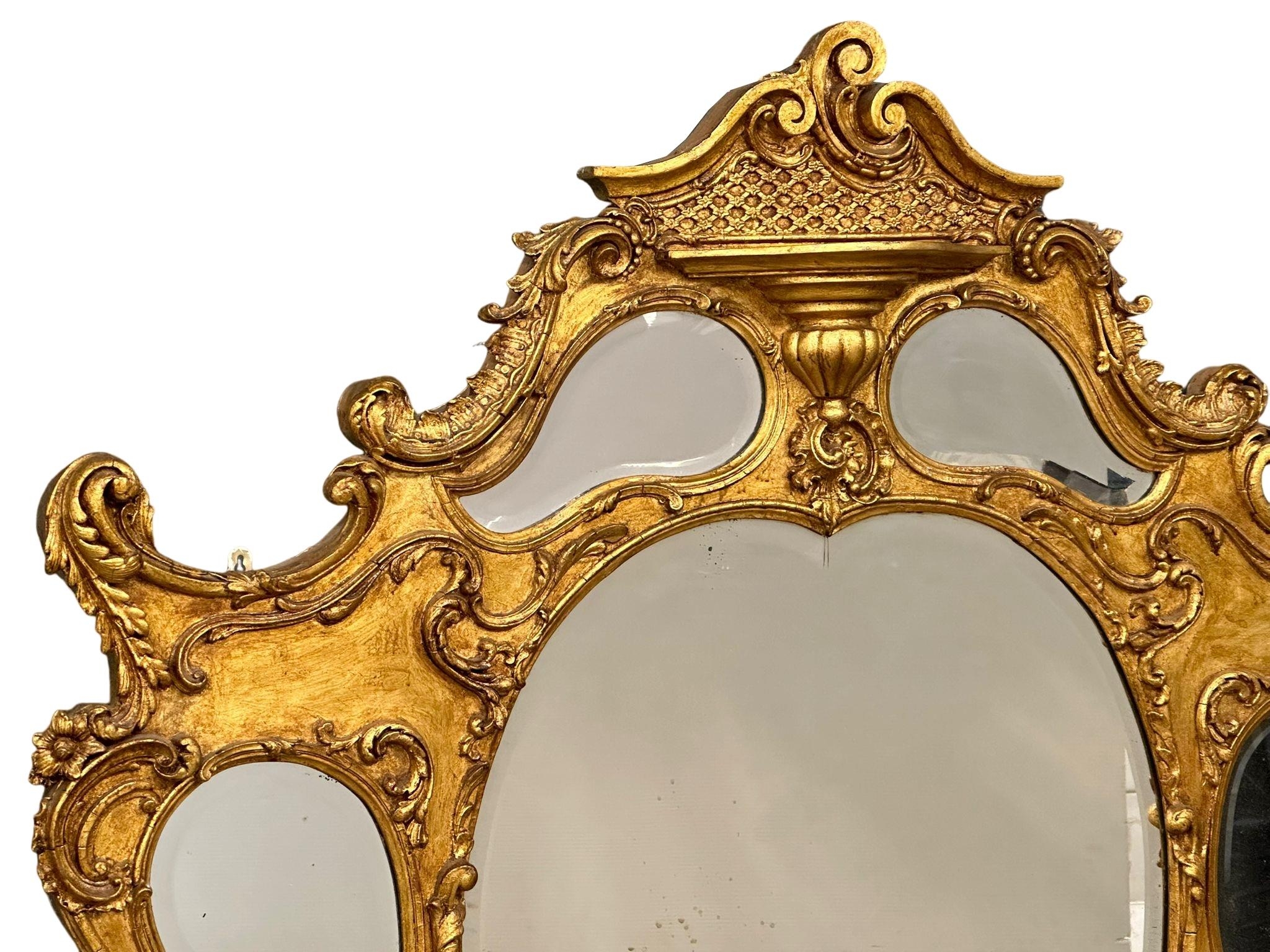 A large Early/Mid 19th Century Rococo gilt framed over-mantle mirror. 140x147cm - Image 2 of 5