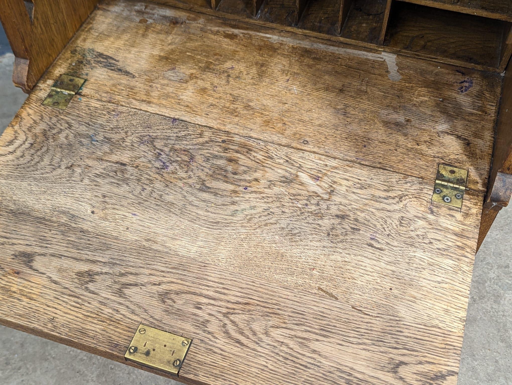 A late 19th Century oak Arts & Crafts bureau bookcase, in the manner of Liberty. Circa 1880-1890s. - Image 6 of 10