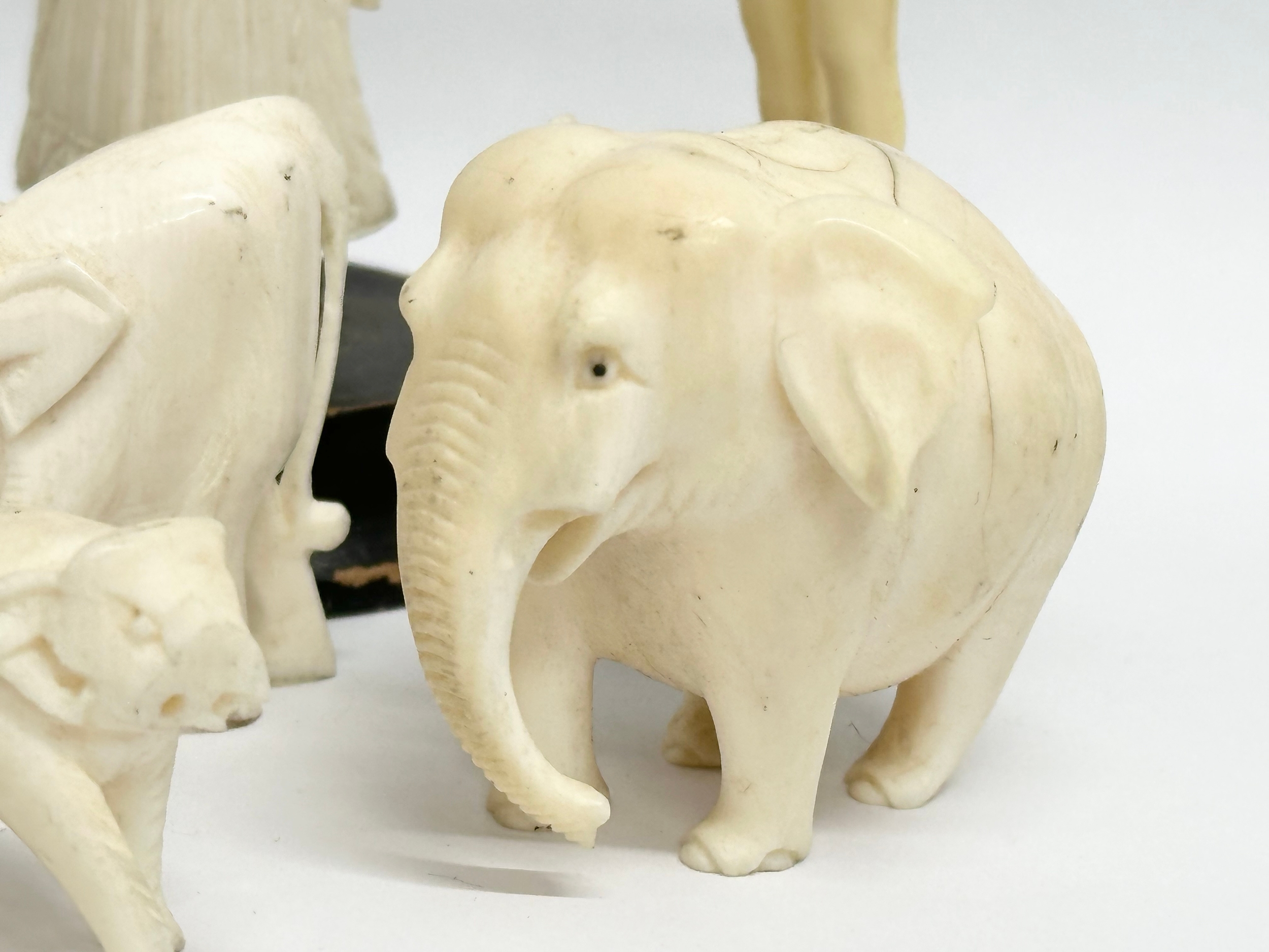 A collection of 19th and Early 20th Century bone figurines. 1 plastic. - Image 4 of 7