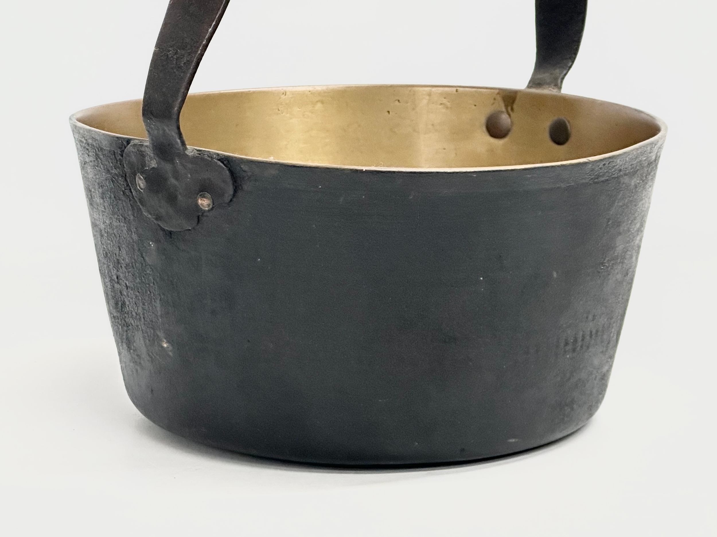 A Victorian brass jam pan. 28x27x30cm - Image 3 of 3