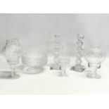 A collection of crystal. Tyrone tea light, Tyrone bowl, pair of candlesticks etc