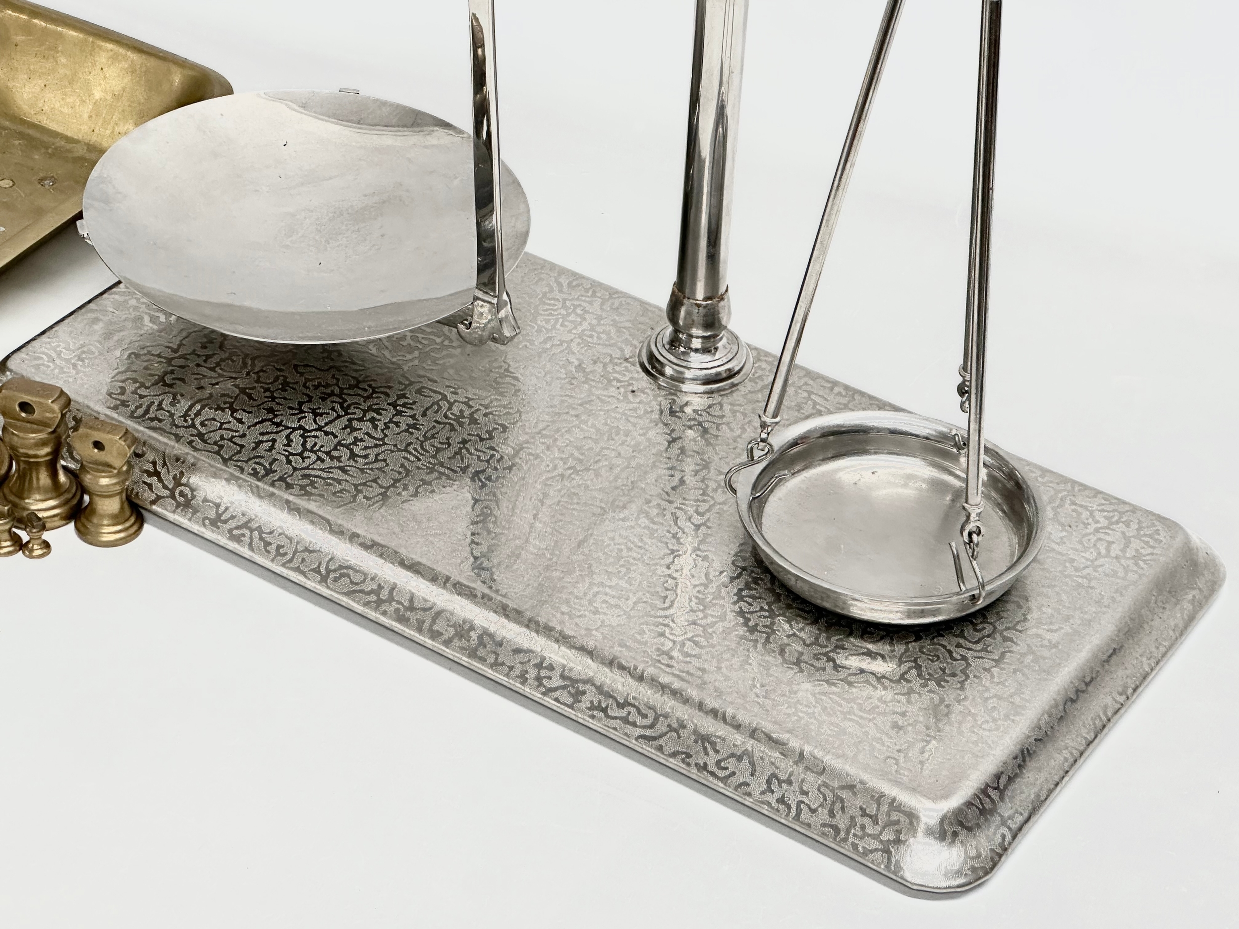 A Co-Operative Wholesale Society balance scales with brass weights. 51x26x54cm - Image 2 of 5