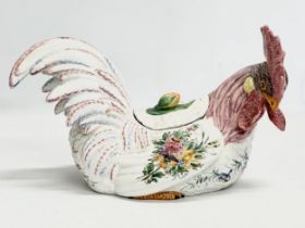 A large Italian pottery rooster egg holder. 39x24cm