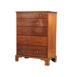 A tall good quality George III 18th Century mahogany chest of drawers on bracket feet, circa 1760-