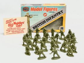 A vintage Airfix British Infantry Model Figures. 28 pieces. 1/32 scale. Original box.