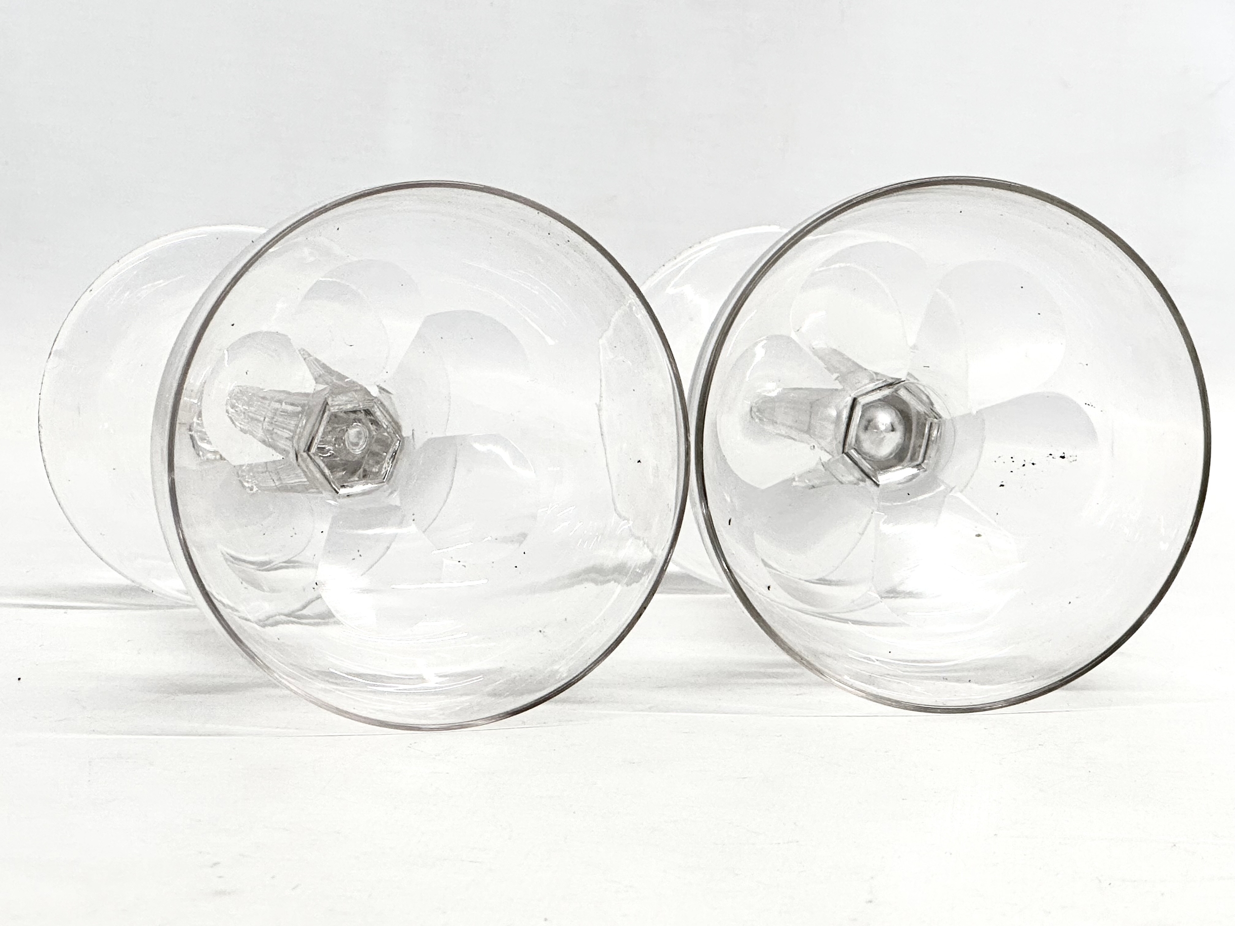 Victorian champagne and wine glasses. A pair of Late 19th Century Victorian slice lens cut champagne - Image 4 of 6