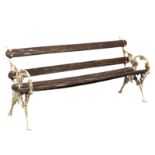 A Late 19th Century / Early 20th Century cast iron garden bench. 184.5cm