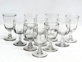 10 Mid 19th Century Victorian glass rummers. With 1 Threlfalls brewery glass. 12cm. 11cm. 10cm.