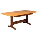 A mid century teak extending dining table, 185cm x 90cm x 73.5cm