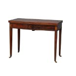 A Sheraton style inlaid mahogany turnover tea table/dining table