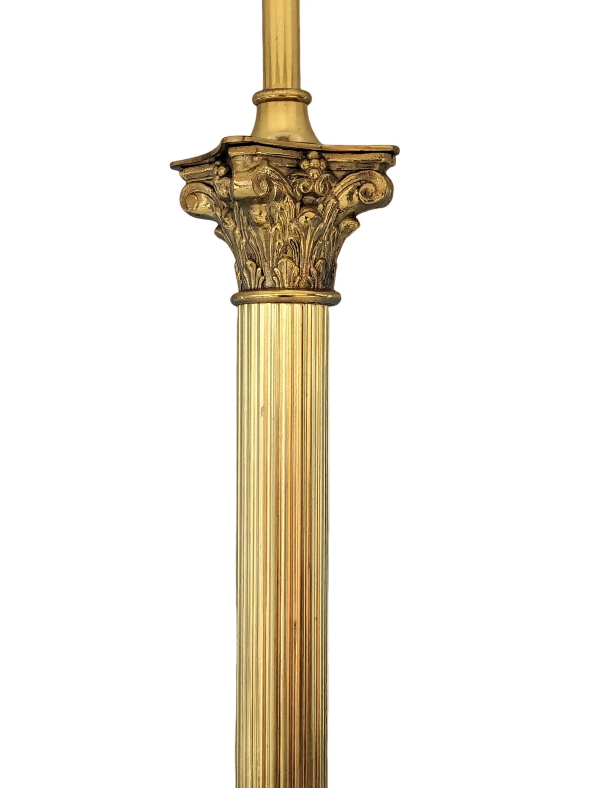 A vintage brass standard lamp with Corinthian column, 139cm without shade - Image 2 of 3