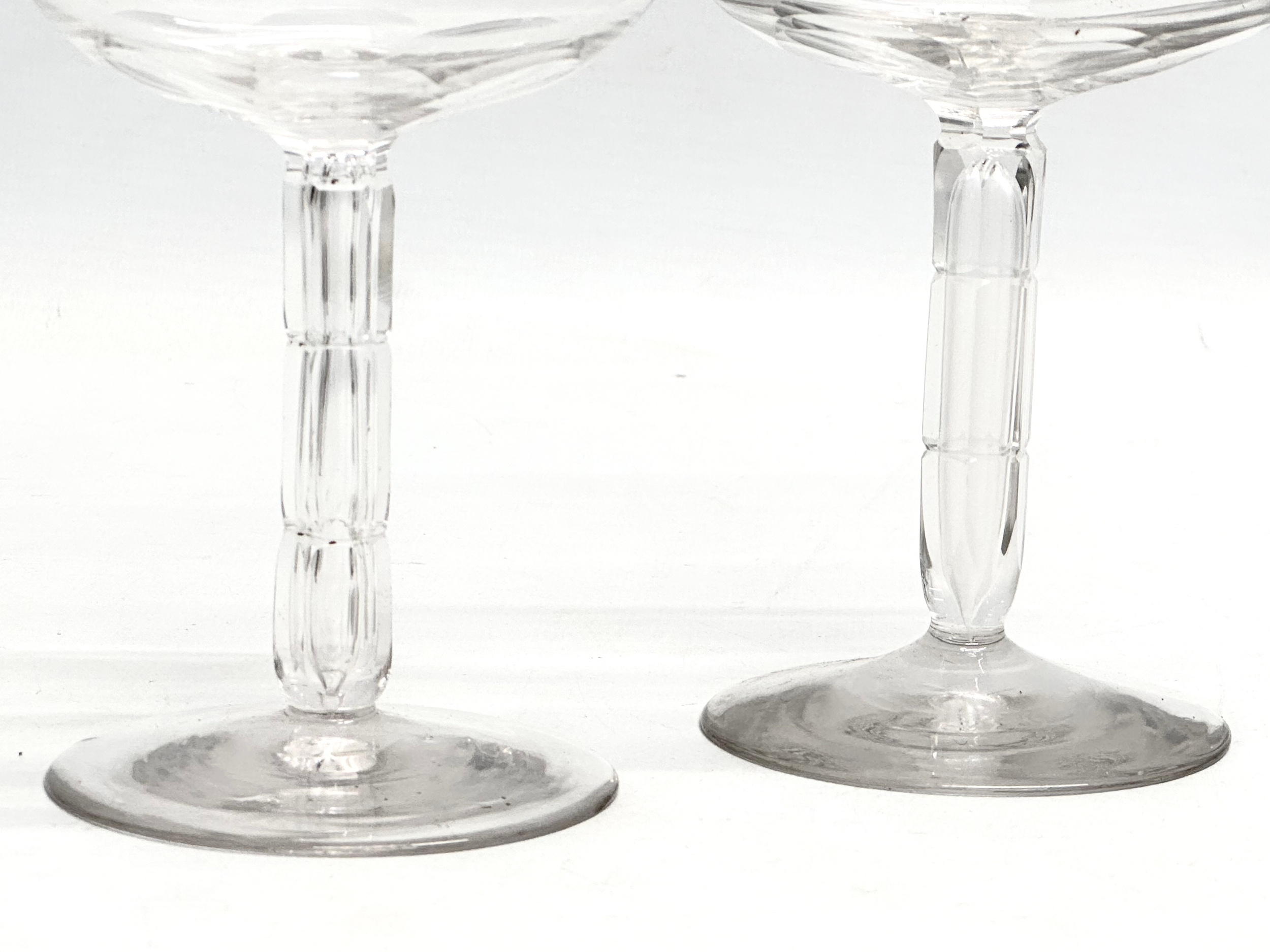 Victorian champagne and wine glasses. A pair of Late 19th Century Victorian slice lens cut champagne - Image 3 of 6