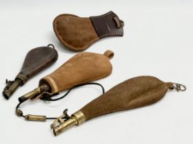 3 19th Century gun powder flasks and other.