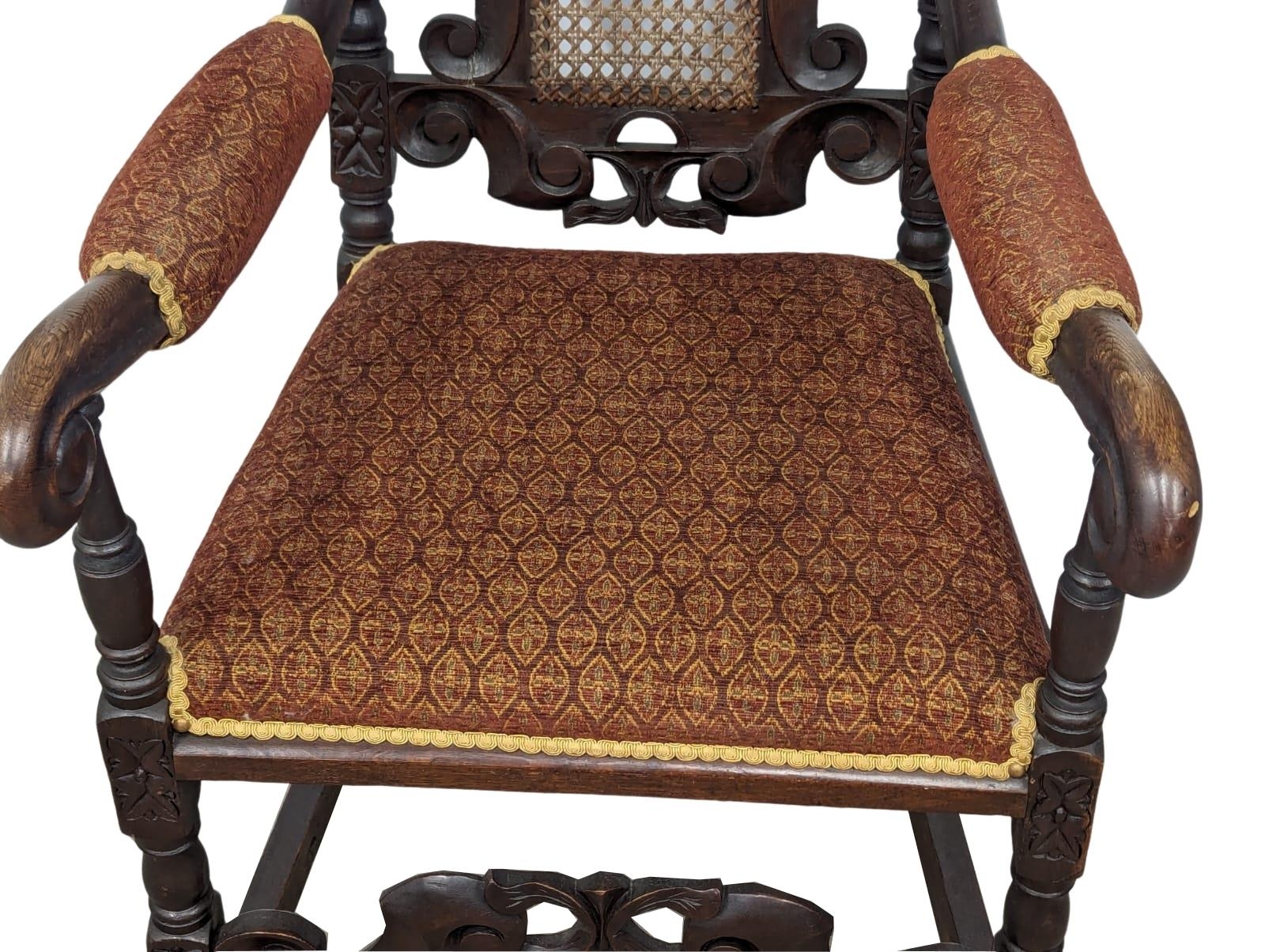 A late 19th Century carved oak armchair in the 17th Century Carolinian style. Circa 1890-1900 - Image 2 of 6