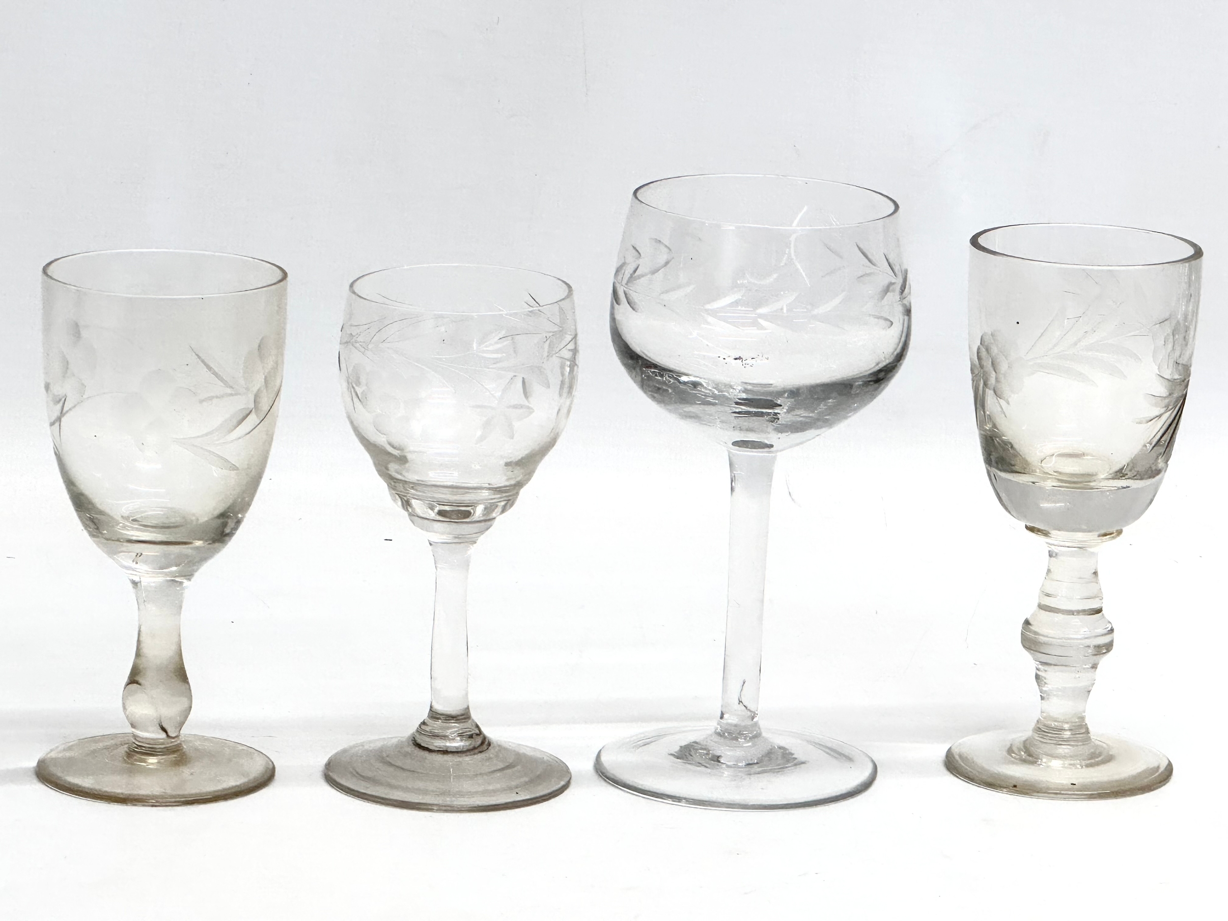 Georgian and Victorian drinking glasses. Victorian etched glass whiskey tumblers/water glasses. 3 - Image 15 of 17