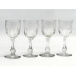 A set of 4 Victorian slice cut port glasses. Circa 1850-1870. 12cm