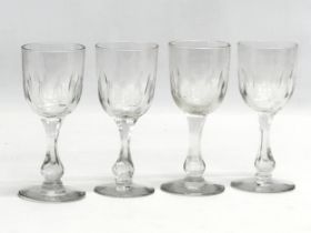 A set of 4 Victorian slice cut port glasses. Circa 1850-1870. 12cm