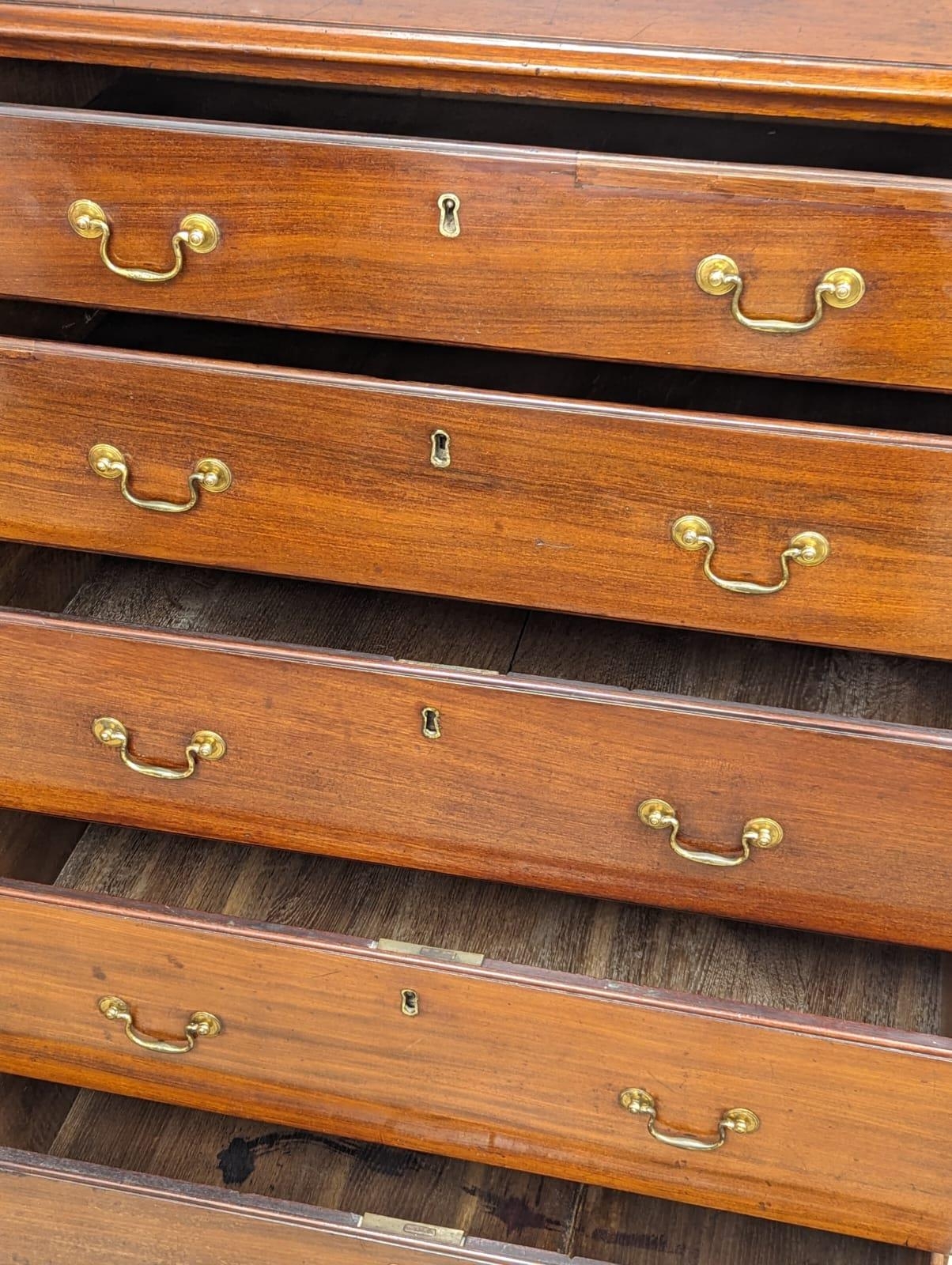 A tall good quality George III 18th Century mahogany chest of drawers on bracket feet, circa 1760- - Image 5 of 6