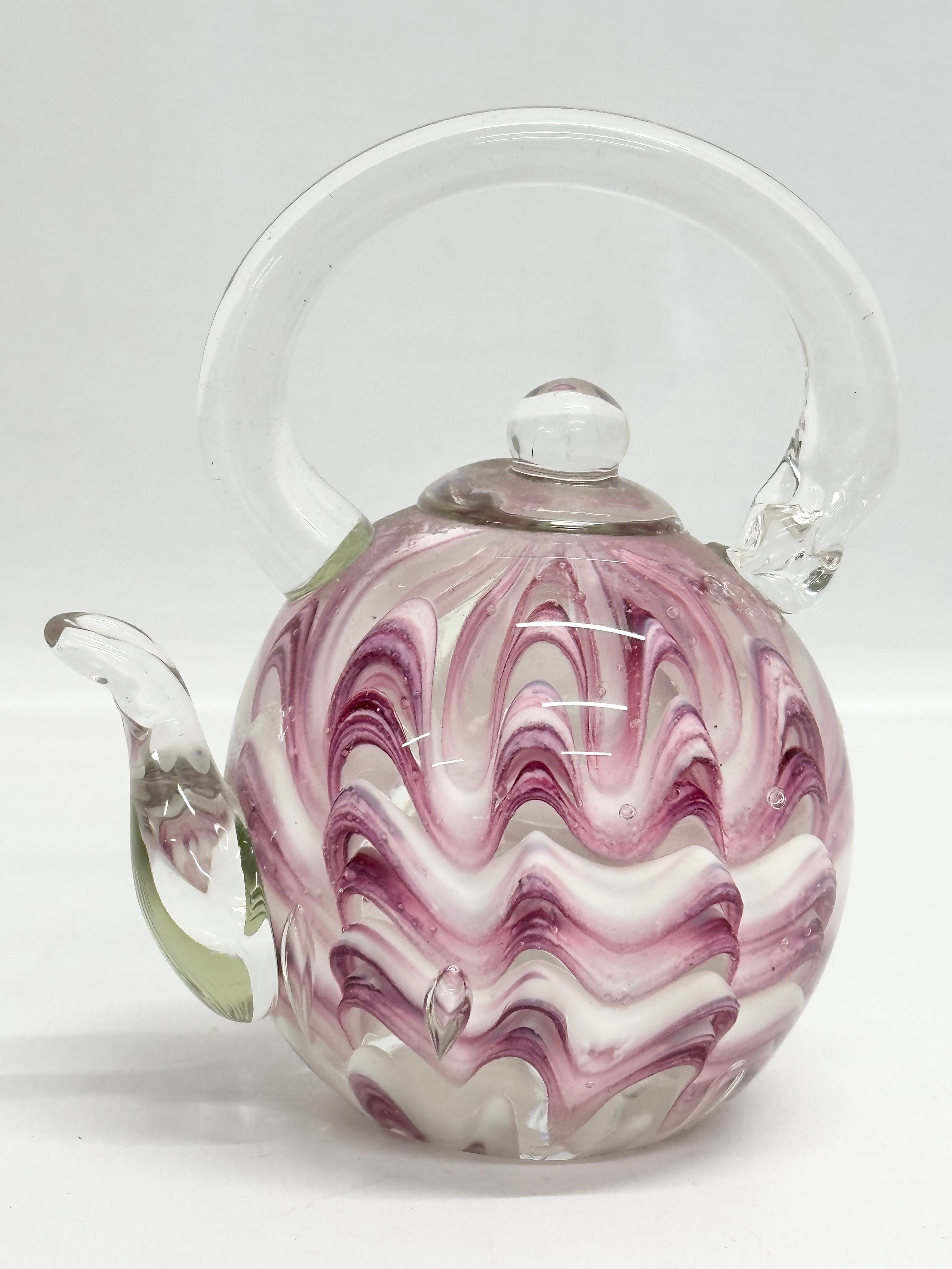 3 Art Glass teapot paperweights. 14x10cm - Image 2 of 4