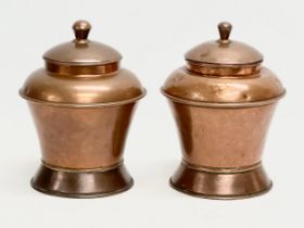 A pair of Mid 19th Century Victorian copper tea canisters. 17x21cm
