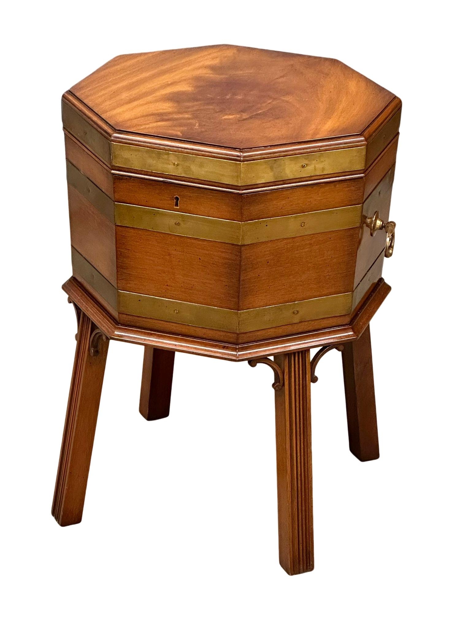 A George III style mahogany brass bound wine cooler. 50x48x67cm - Image 6 of 7