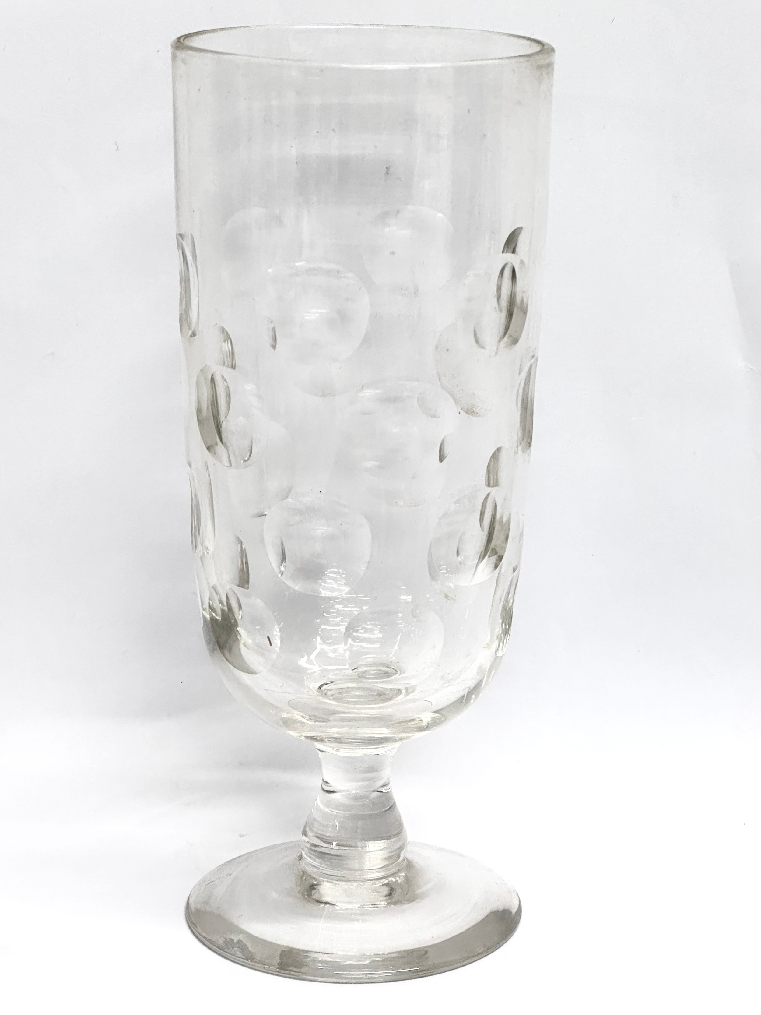 A set of 5 Mid 19th Century Victorian lens cut ale glasses. Circa 1850-1870. Largest 20cm. 17.5cm. - Image 4 of 7