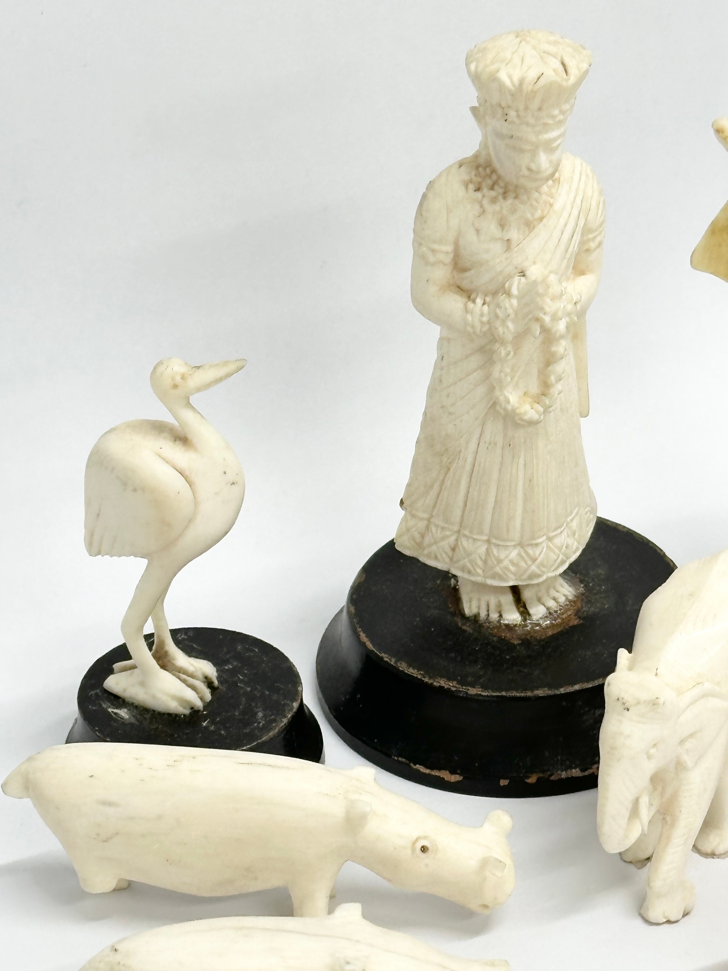 A collection of 19th and Early 20th Century bone figurines. 1 plastic. - Image 6 of 7