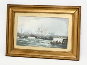 A Late 19th/Early 20th Century oil painting in gilt frame. 48x28cm. Frame 69.5x49cm