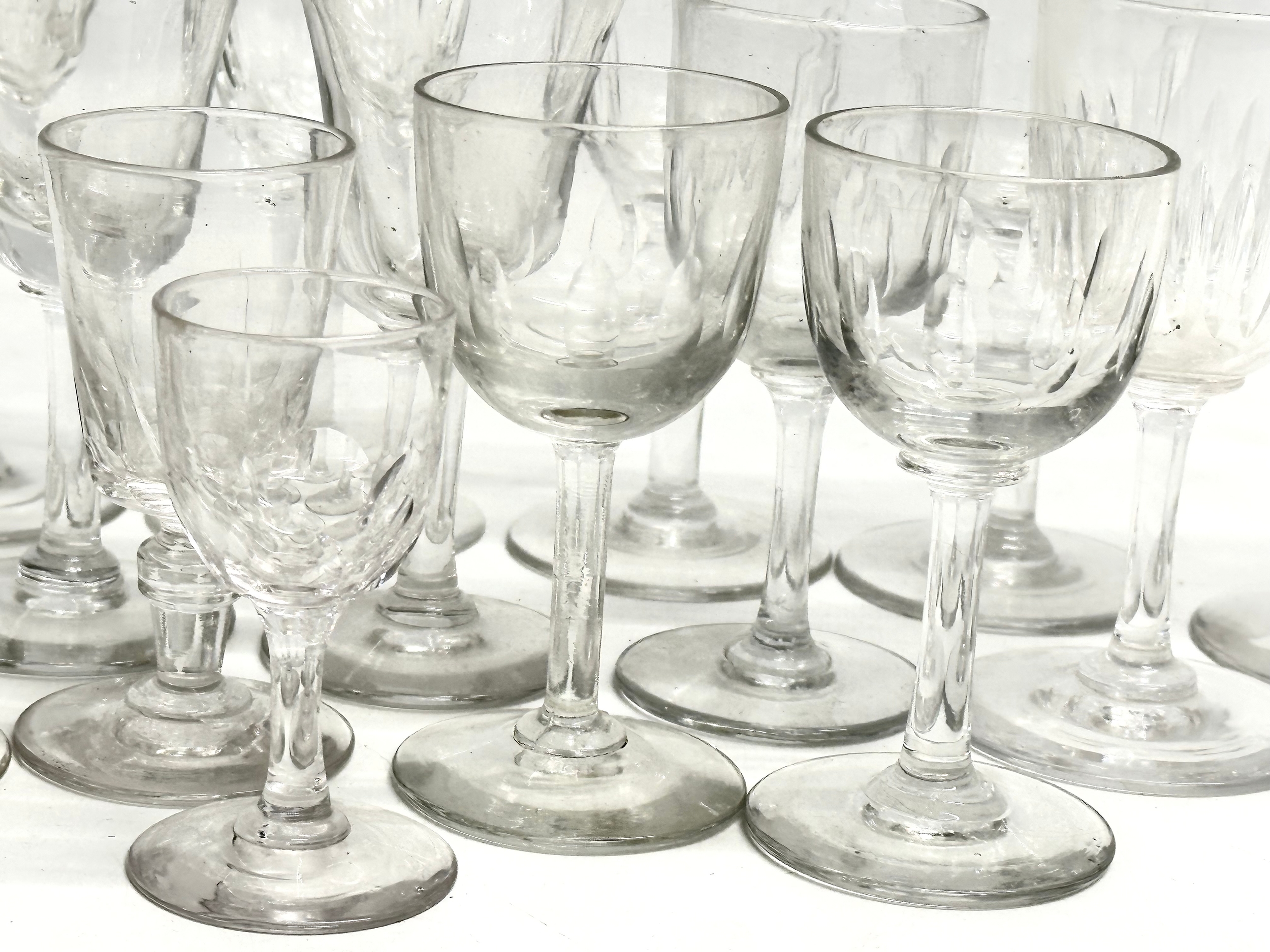 A collection of Mid/Late 19th Century Victorian slice lens cut drinking glasses. 13cm. 12cm. 11cm. - Image 4 of 9