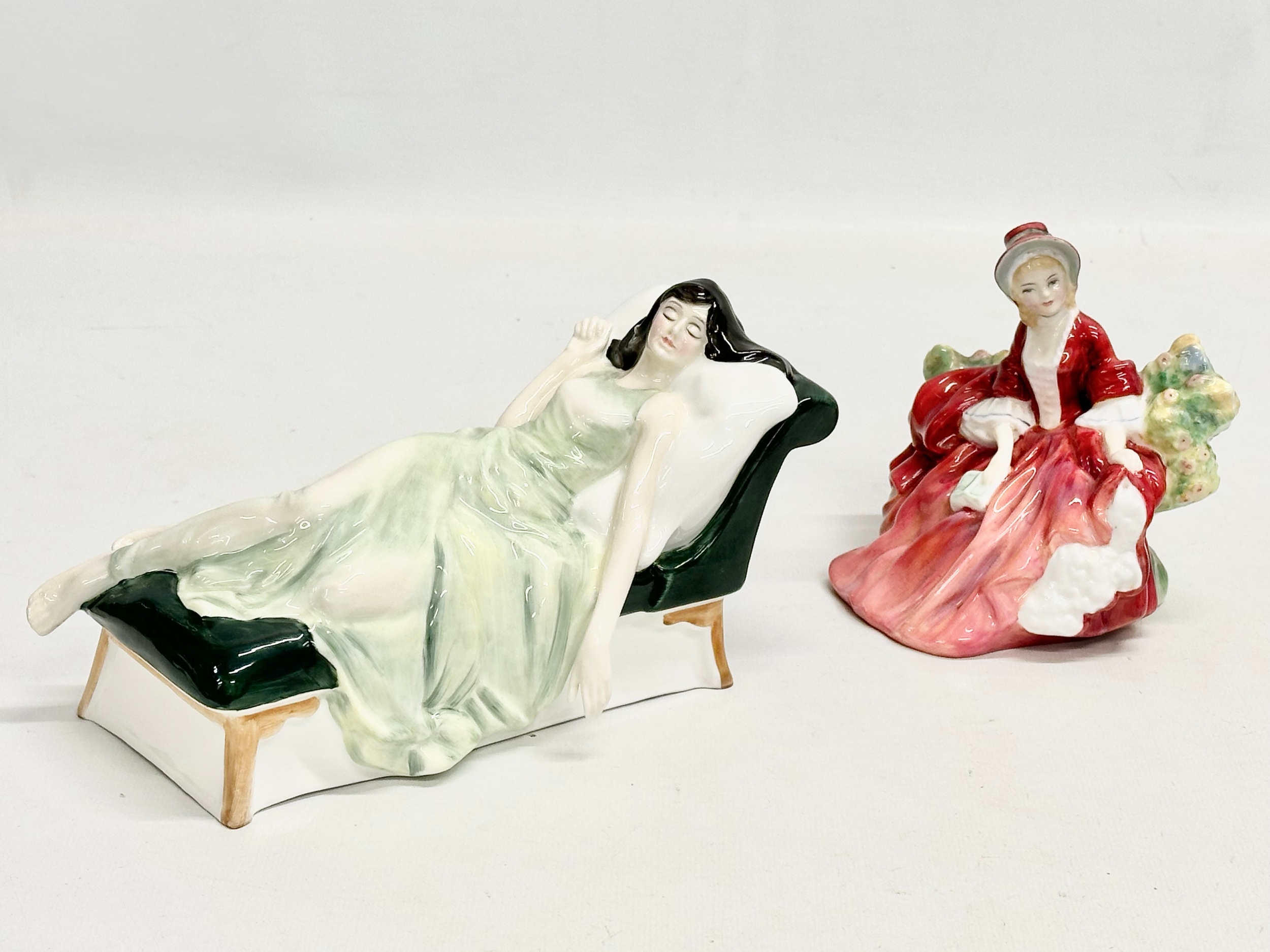 2 Royal Doulton figurines. Royal Doulton ‘Sleeping Beauty’ and a Royal Doulton ‘Lydia’