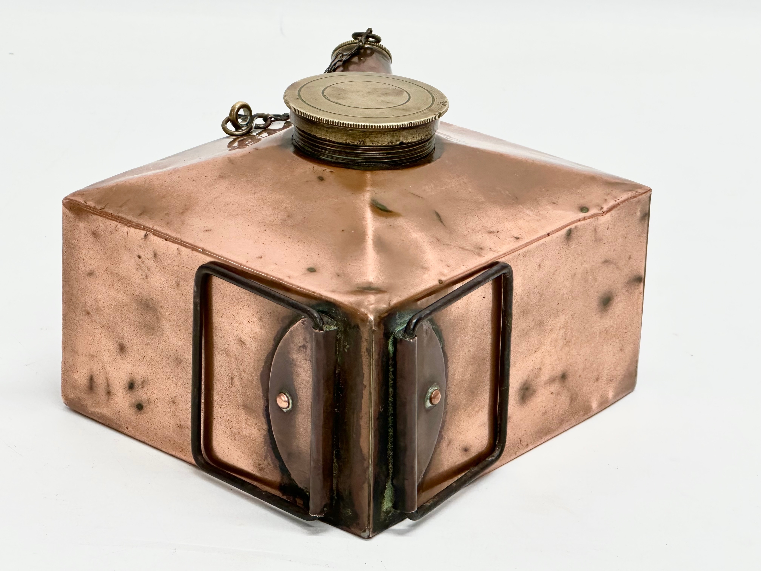 A Victorian copper Sirram camping kettle. 14x12x10cm - Image 4 of 5