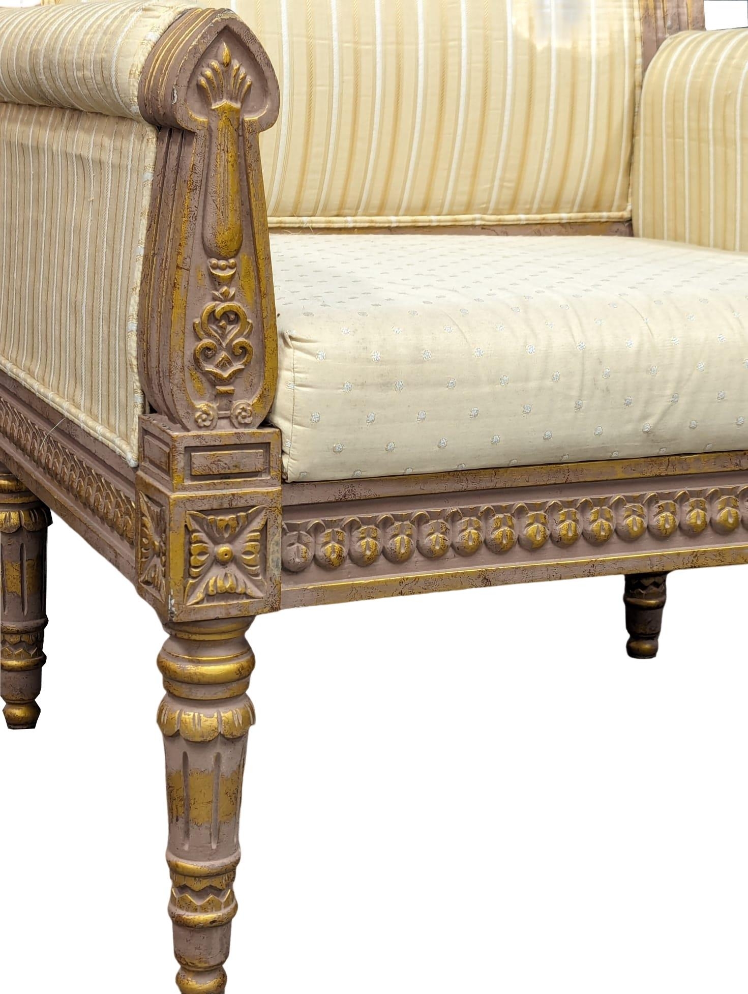 A pair of 18th Century style French gilt framed armchairs. 76x78x89cm - Image 3 of 4