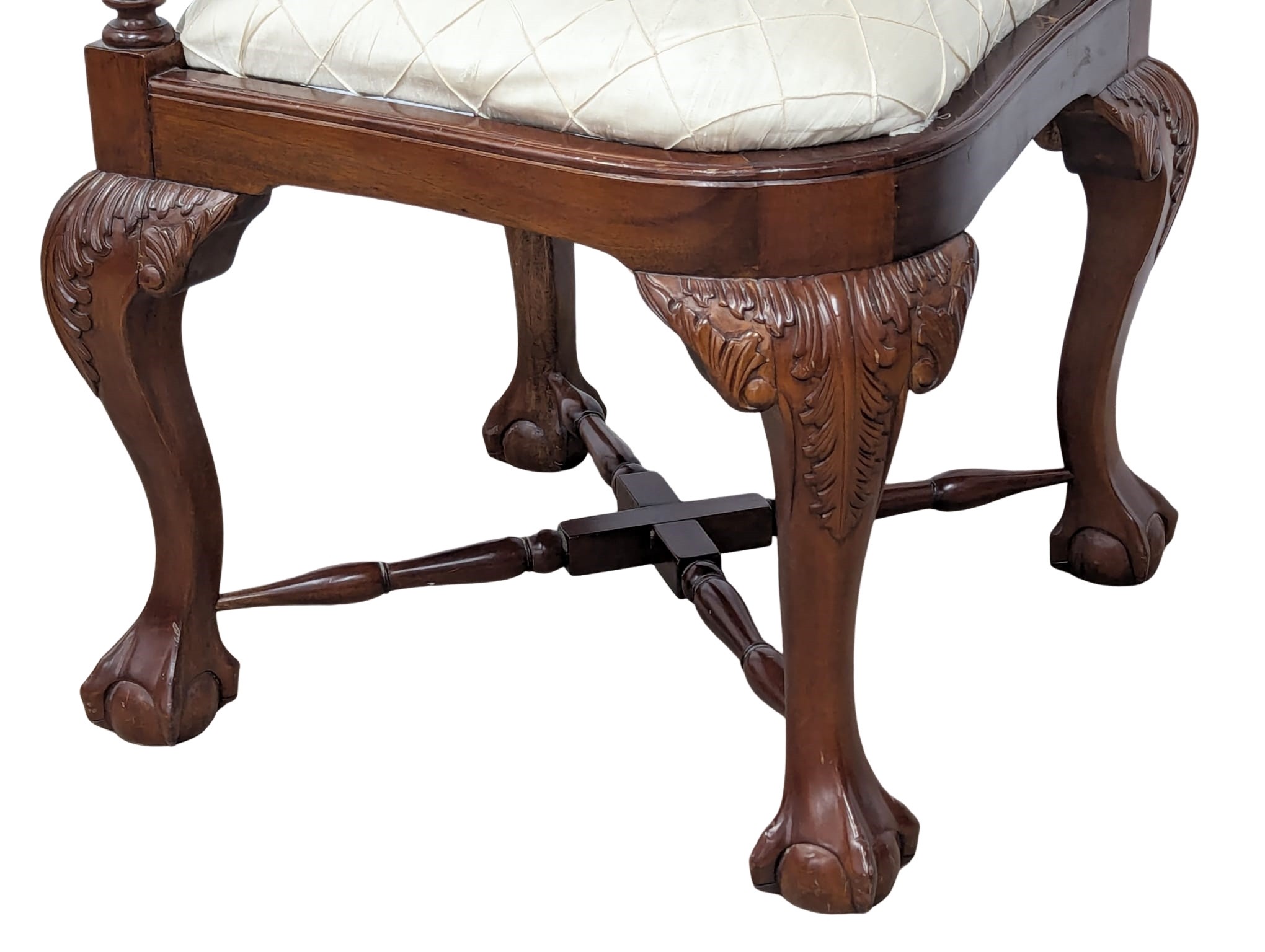 A pair of Chippendale Style mahogany corner armchairs on ball and claw feet. - Image 2 of 4