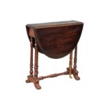 A late Victorian mahogany Sutherland table, 54.5cm x 15cm x 55cm