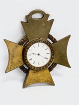 A good quality Early 20th century German brass Strut clock. 9x10.5cm