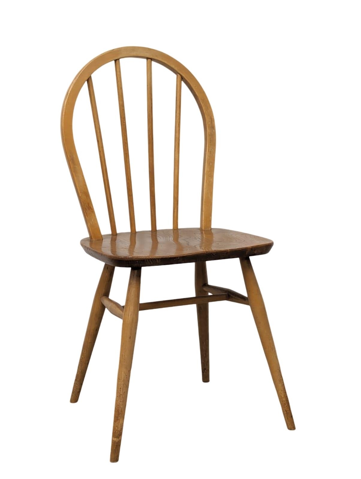 A set of 4 Ercol Model 400 Mid Century Blonde elm and beech dining chairs. - Image 2 of 4