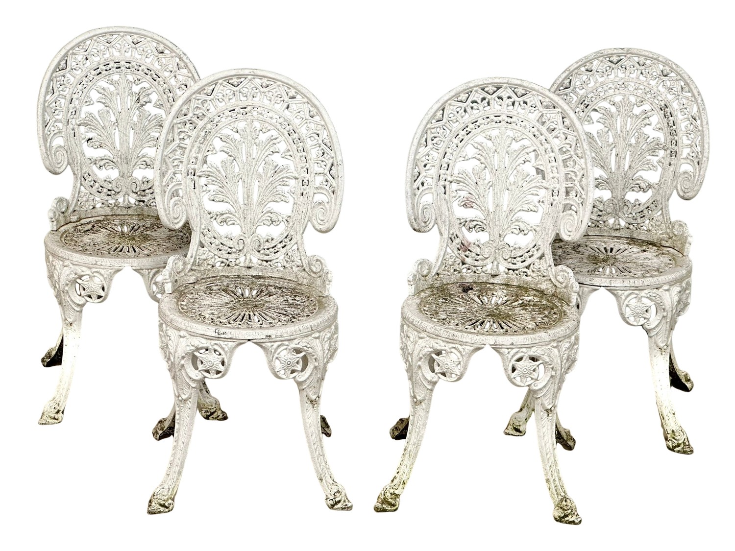 A set of 4 Victorian style cast alloy garden chairs.