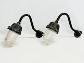 A pair of vintage industrial swan neck wall lights. 35x35cm