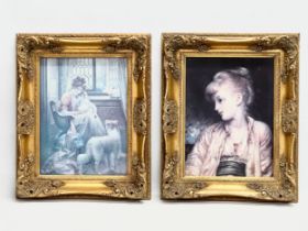 A pair of large Carvers & Gilders gilt framed prints. 45x55.5cm