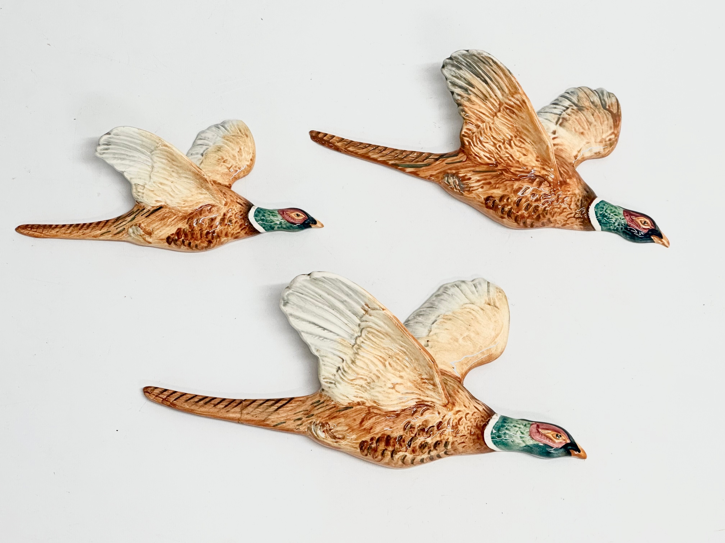 A set of 3 Beswick flying pheasant wall plaques. Largest 30cm - Image 2 of 4