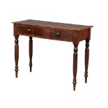 A Victorian mahogany 2 drawer hall table, circa 1860-70. 103cm x 41cm x 78cm