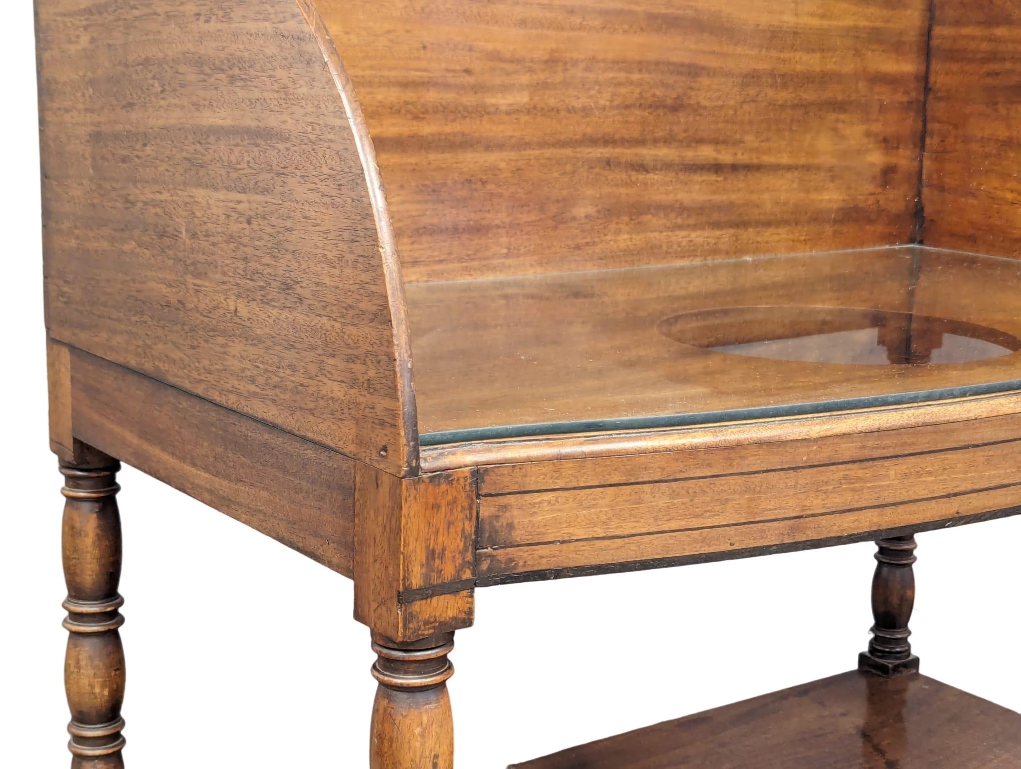 A large George IV mahogany gallery back washstand with 2 drawers with later glass top. 81.5cm x 50cm - Image 6 of 6