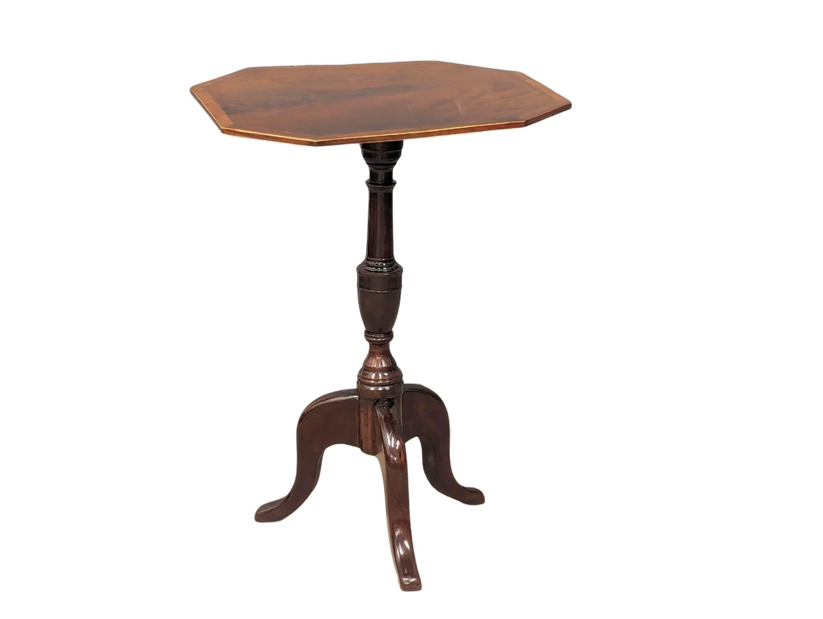 A George III inlaid mahogany wine table, 49.5cm x 42.5cm x 67cm