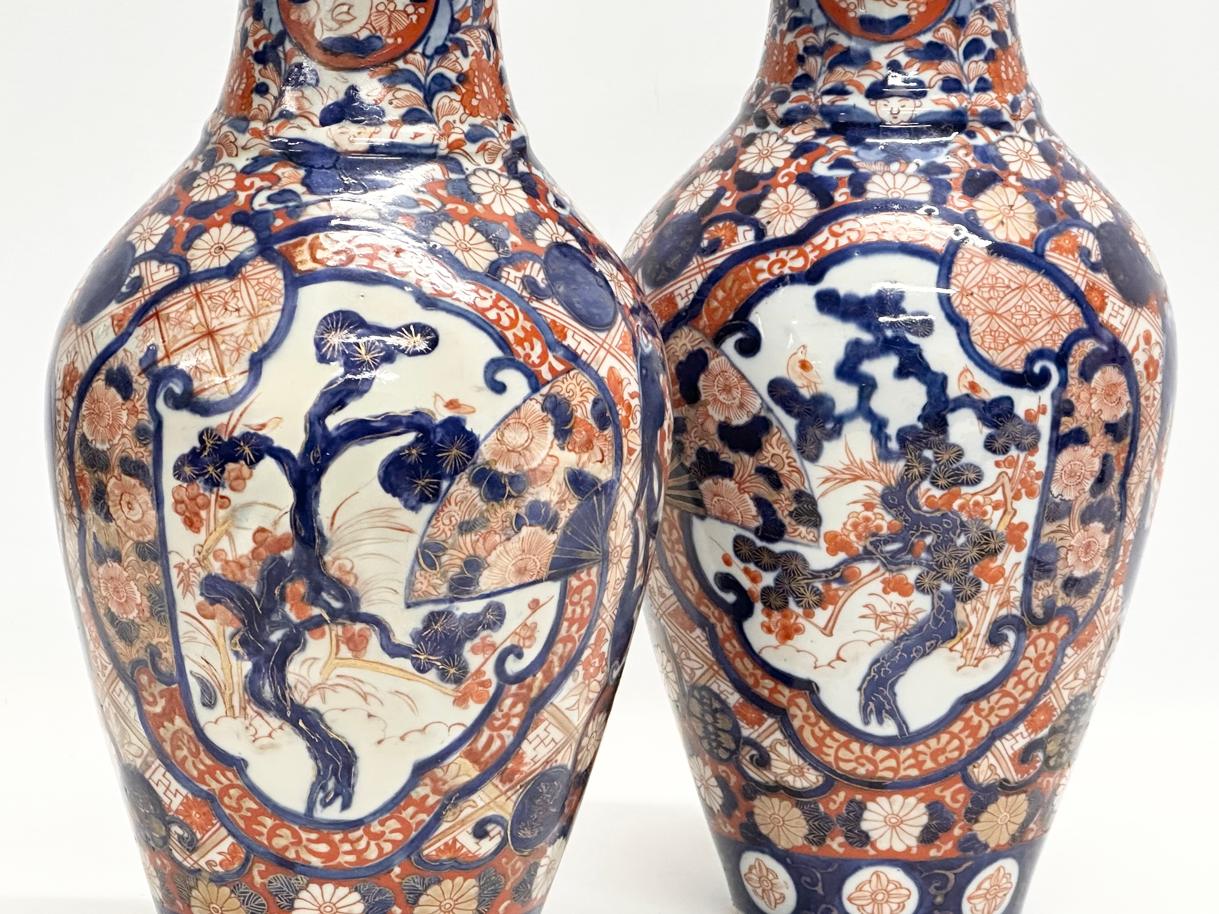 A pair of large Late 19th Century Japanese Meiji period Imari baluster vases. Circa 1880. 15x31cm - Image 3 of 6