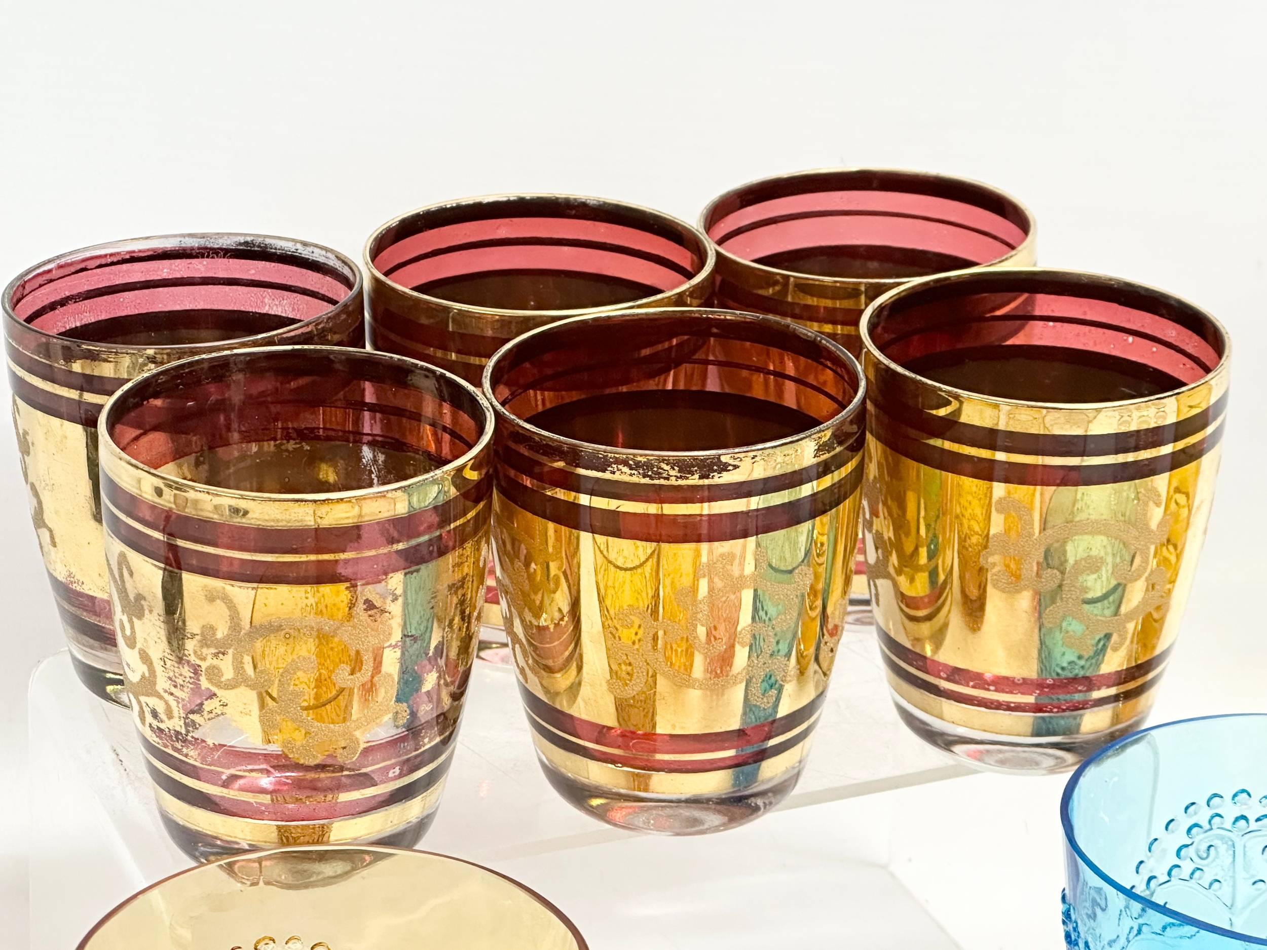 A collection of Mid 20th Century coloured drinking glasses and decanter. - Image 7 of 7